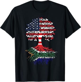 South African Roots American Grown Tree Flag T-Shirt