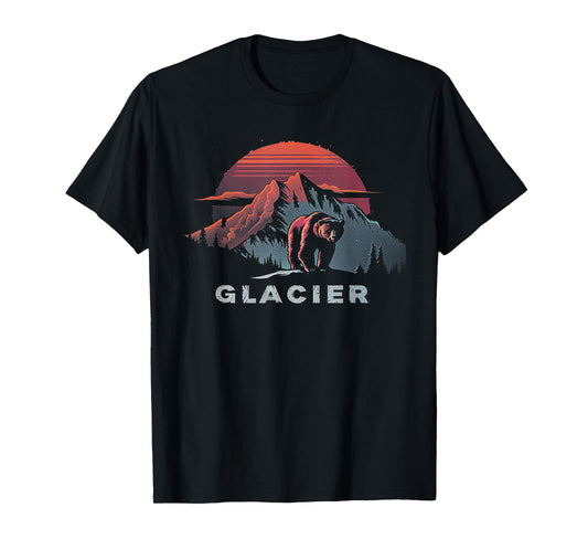 Glacier - US National Park Vintage Men Women Kids Retro T-Shirt