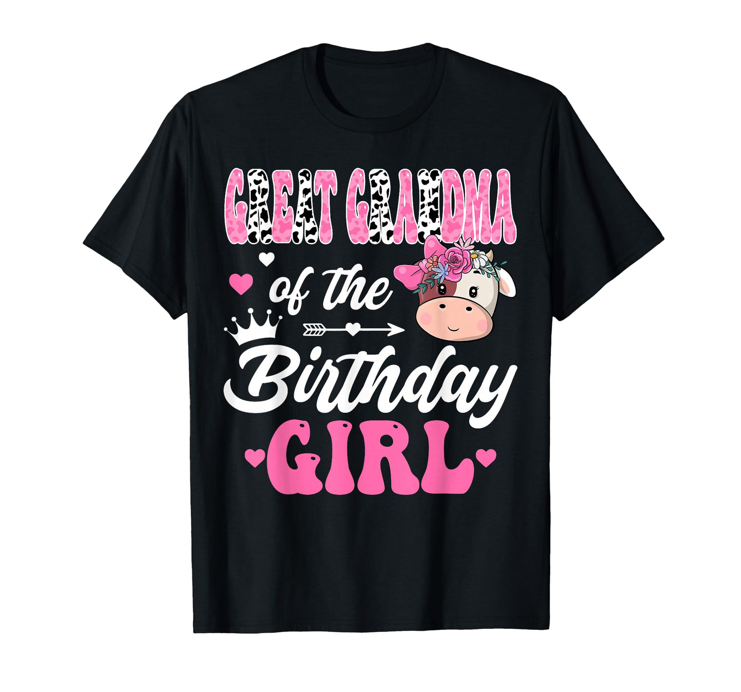Great Grandma Of The Birthday Girl Farm Cow 1St Bday Girl T-Shirt