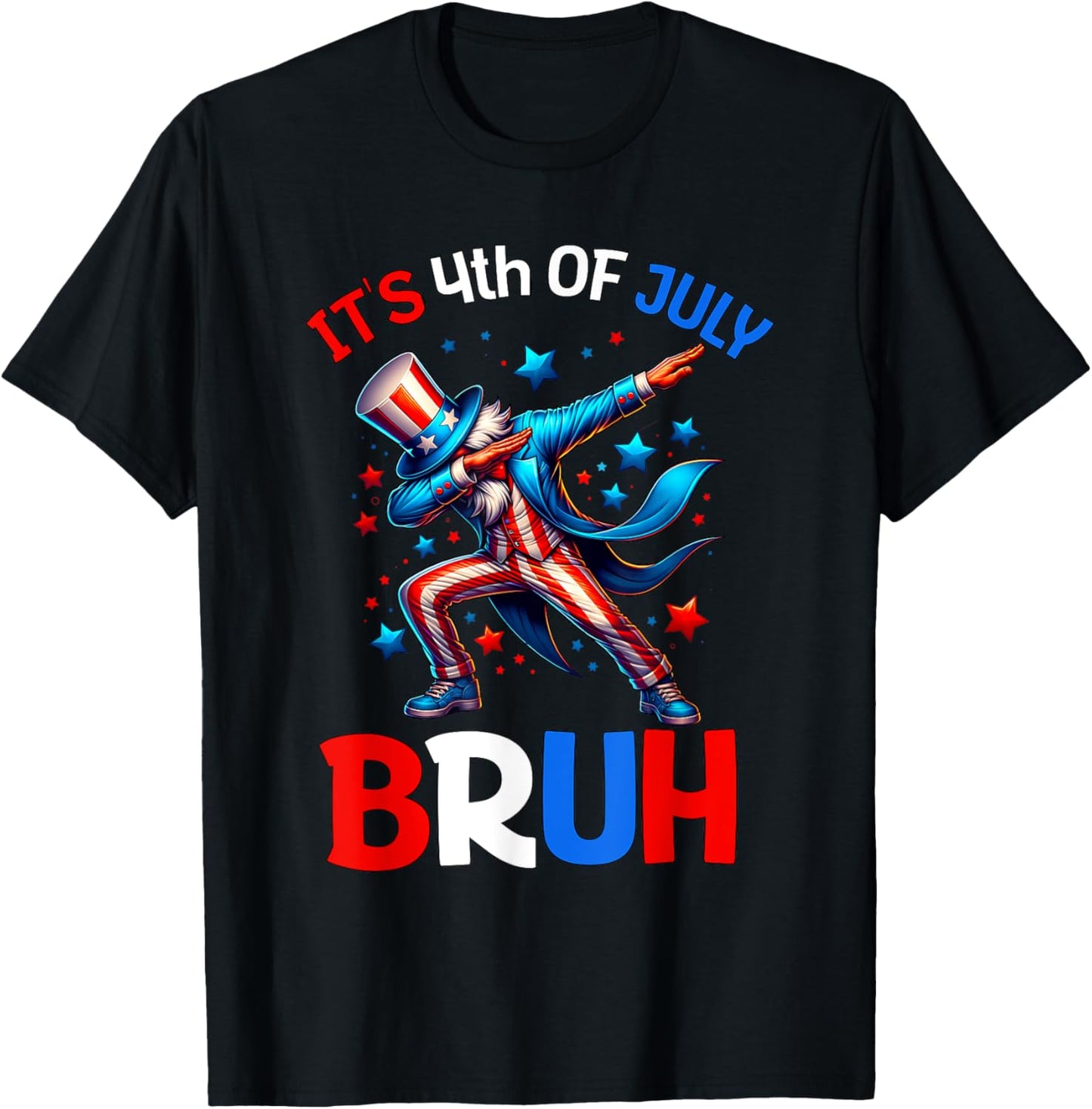 Bruh 4th Of July Boys Kids Fourth Of July Uncle Sam T-Shirt
