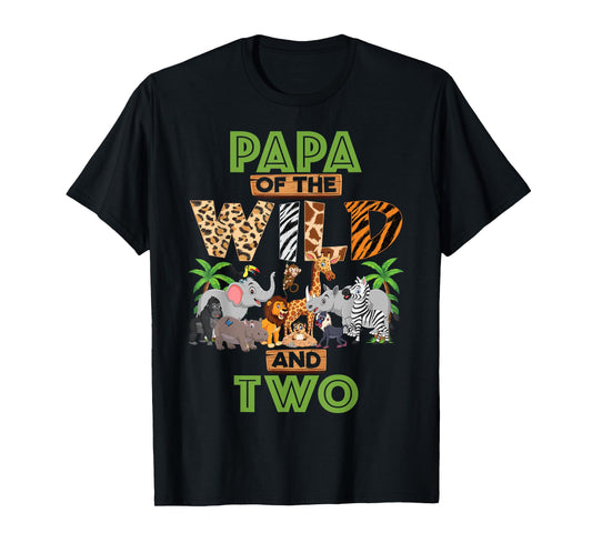 2nd Birthday Zoo Safari Jungle Papa Of The Wild and Two T-Shirt