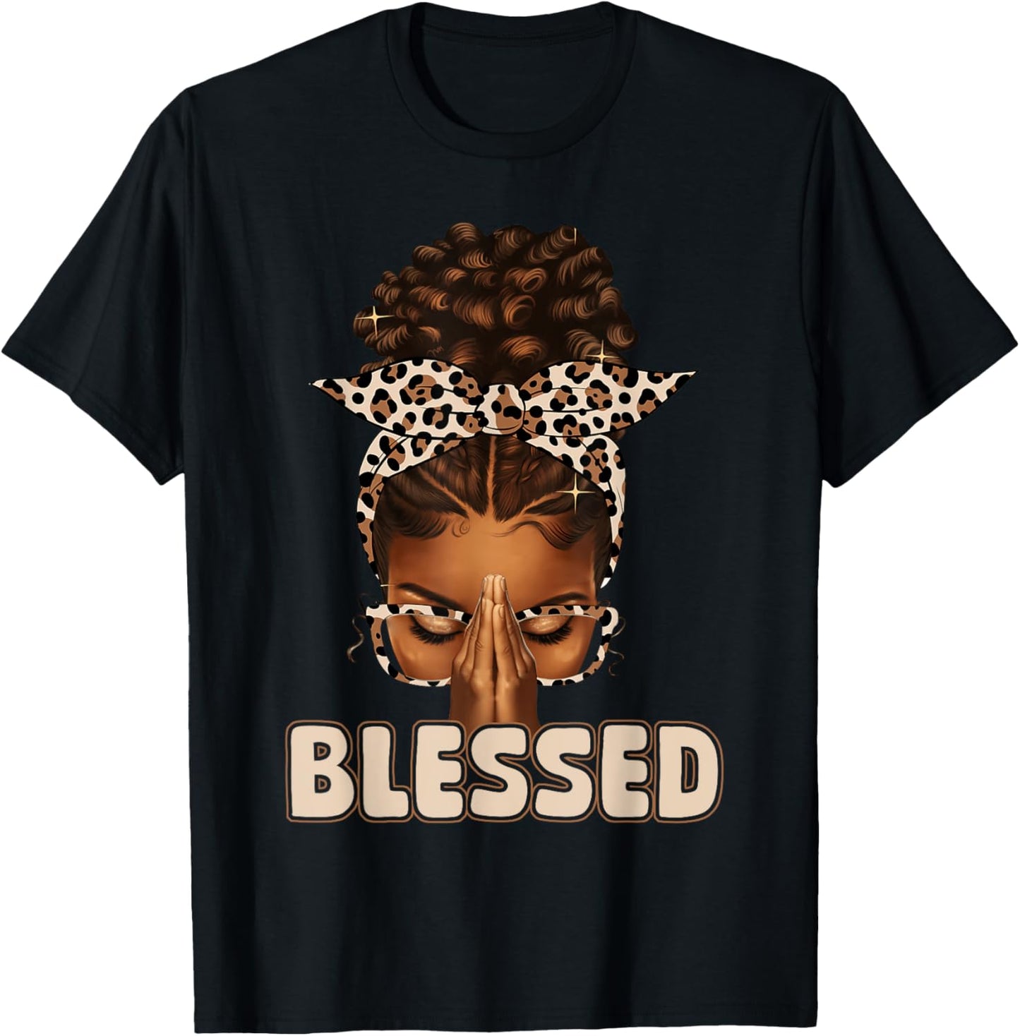 Blessed Black Woman Praying Afro African American Christian T-Shirt