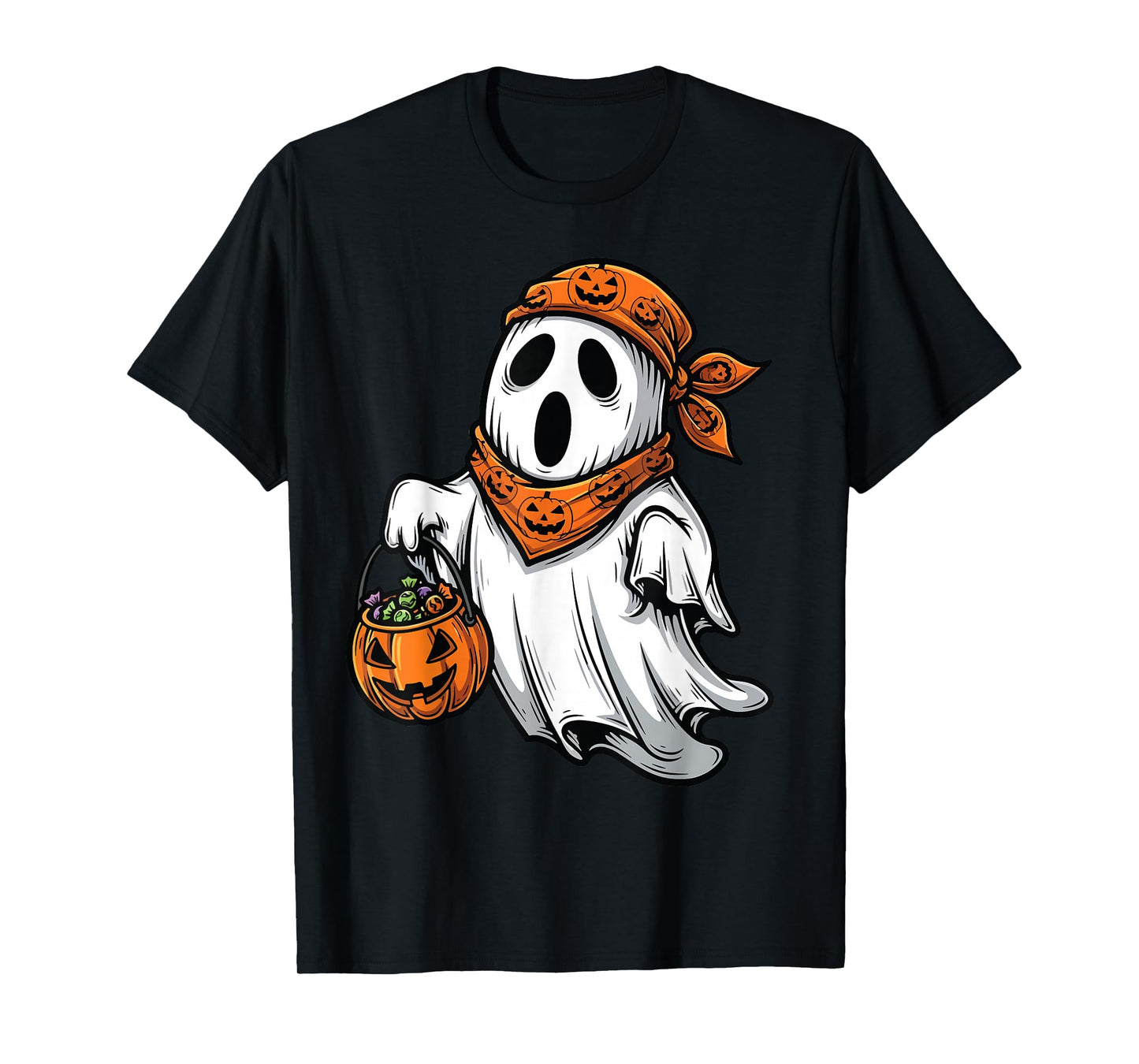 Halloween Ghost Pumpkin Candy Men Women Kids T-Shirt