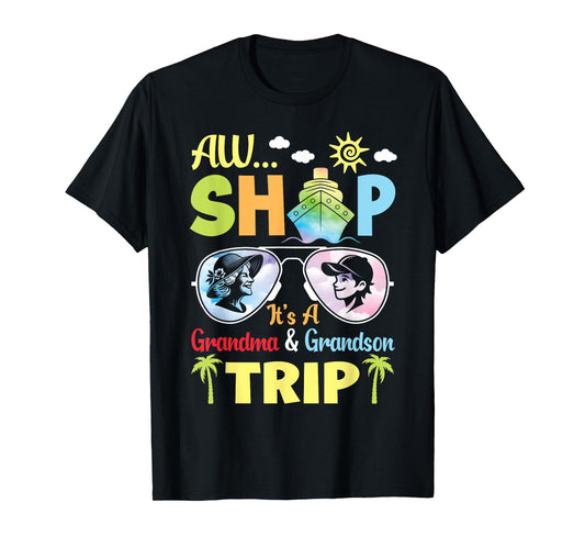 AW Cruise Ship It's A Grandma & Grandson Trip Vacation Vibes T-Shirt