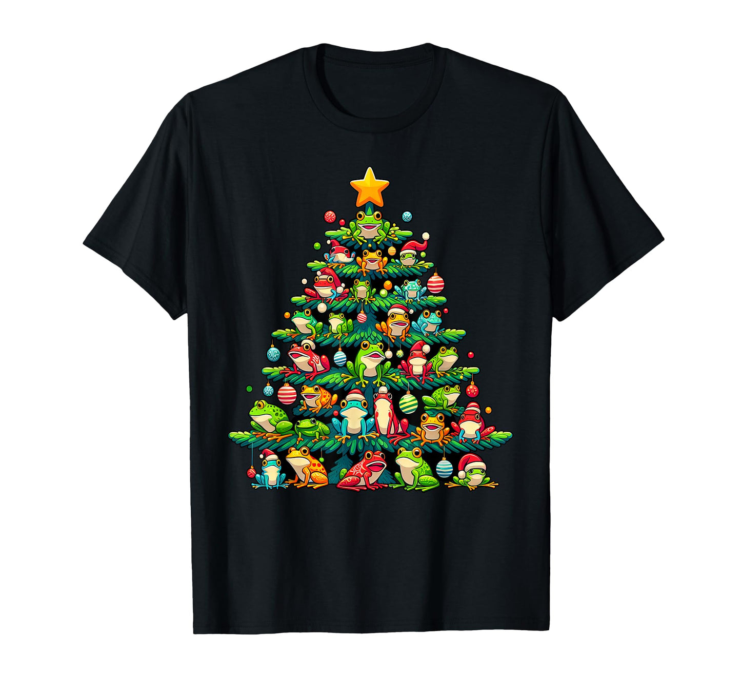 Cute Frog Christmas Tree Funny Xmas Frog Lover Men Women T-Shirt