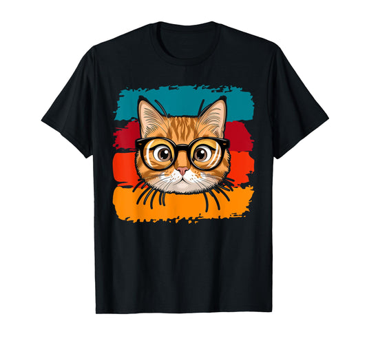 Cool Cat Head Wearing Spectacles Costume for Cats Lovers T-Shirt