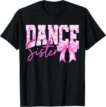 Dance Sister Coquette Bow Toile Pink Bow Floral Coquette Bow T-Shirt