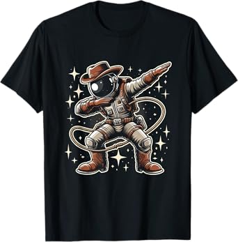Dabbing Astronaut Cowboy Space Halloween Costume Kids T-Shirt