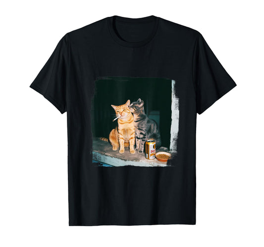 Cigarette Kitten Funny Smoking Cat Meme Stupid Brainrot Tee T-Shirt