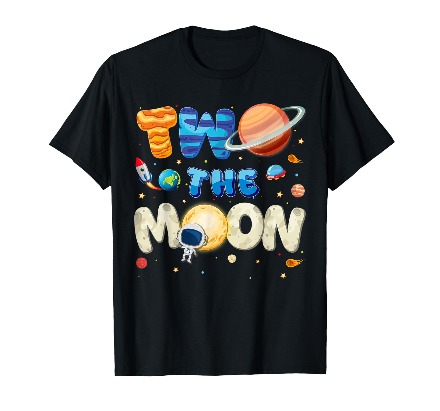 Two The Moon Birthday Boy Space Astronaut 2 2nd Year Old Tee T-Shirt