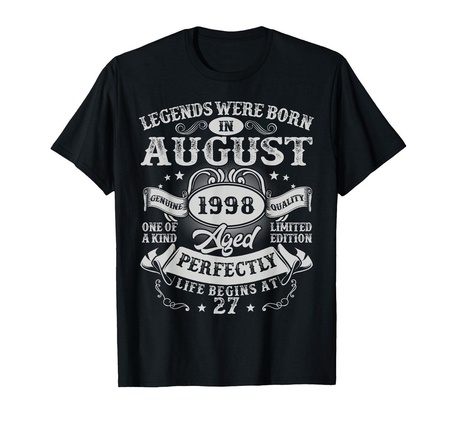 Legends Were Born in August 1998 Vintage 27th Birthday Men T-Shirt