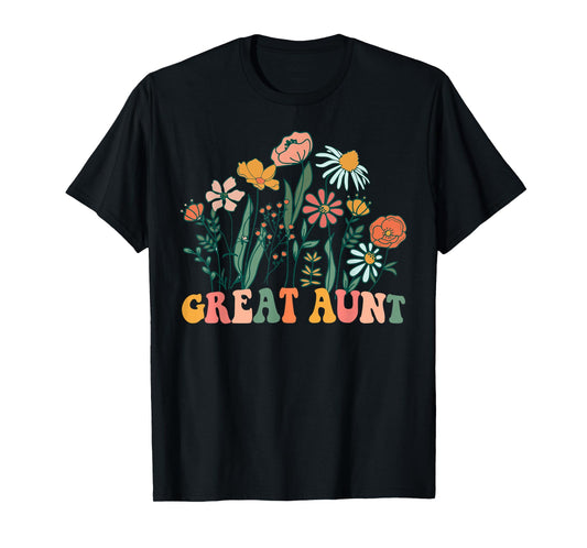 New GREAT AUNT Wildflower First Birthday & Baby Shower T-Shirt