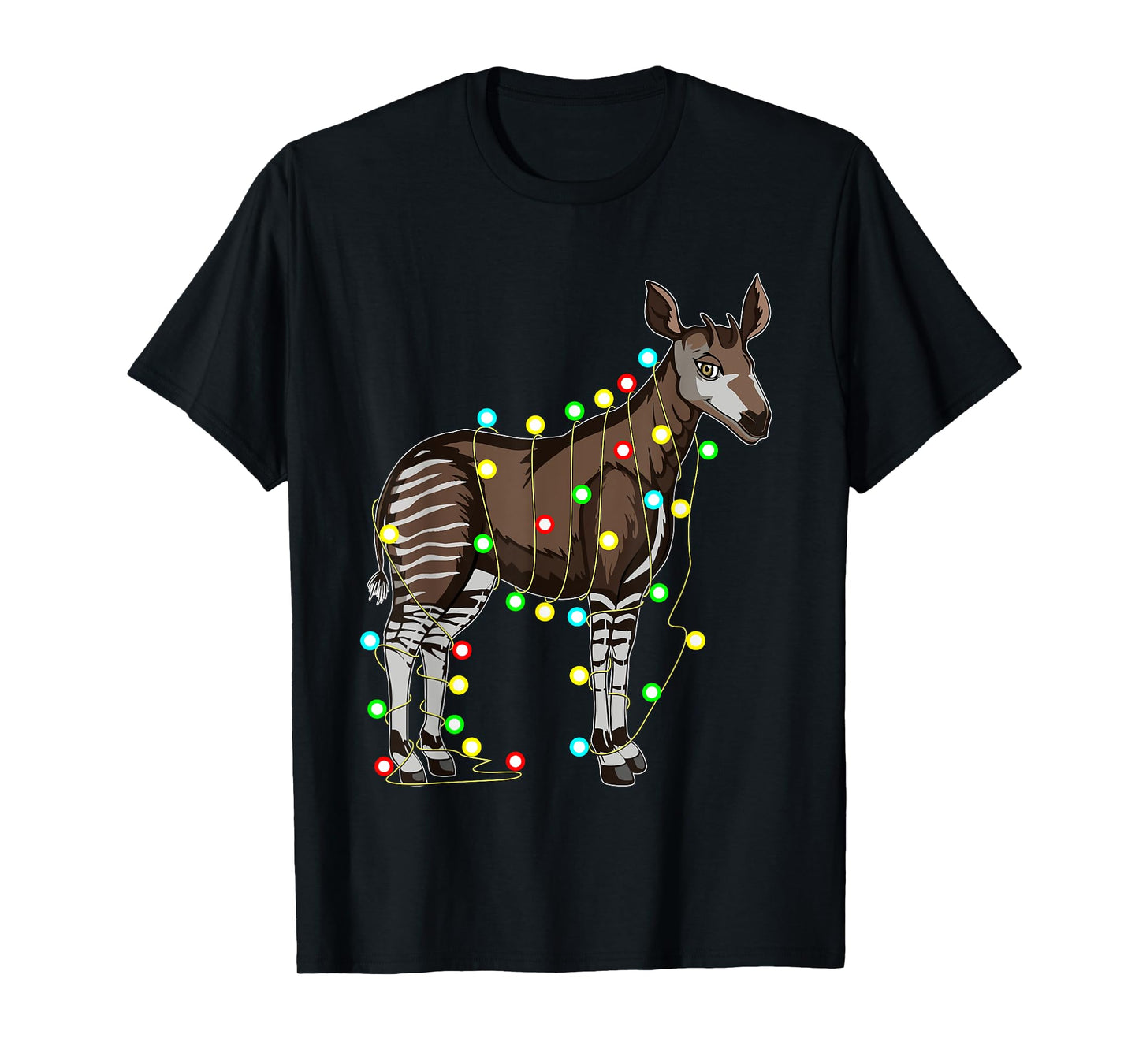 Funny Christmas Okapi Lover T-Shirt by Funny Christmas Okapi Gifts Tizy Apparel - Unisex-Adults and Kids - Black - Short Sleeve - Size Small