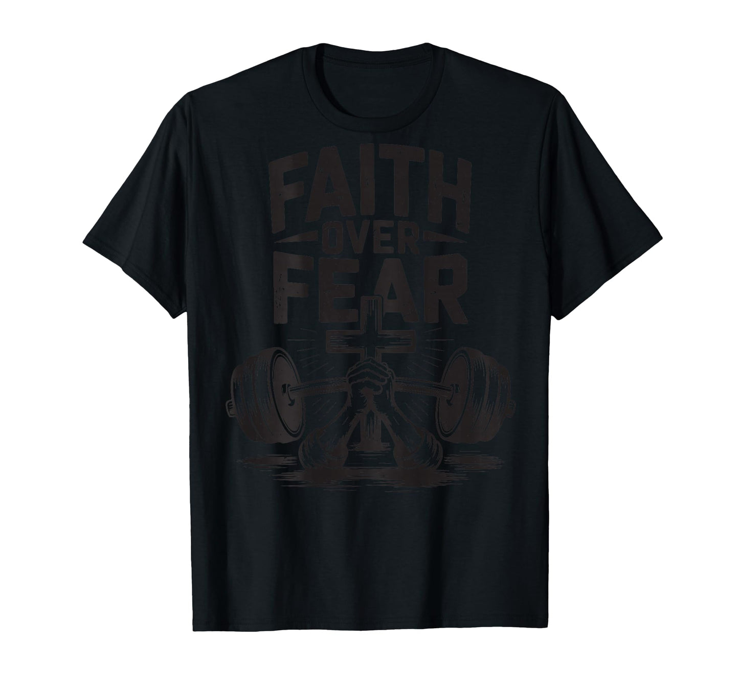 Men's Faith Over Fear Christian Workout Gym Jesus Graphic T-Shirt