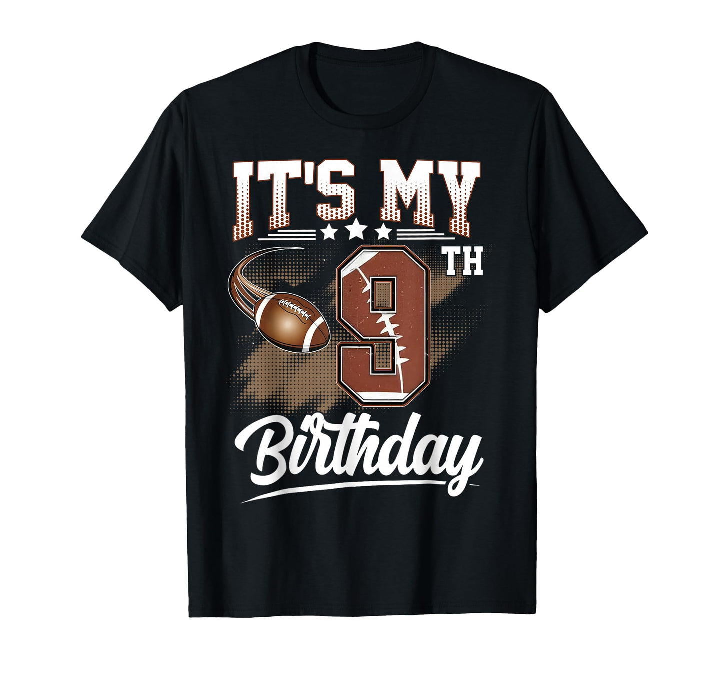 Kids 9 Year Old It's My 9th Birthday Football Themed Party T-Shirt