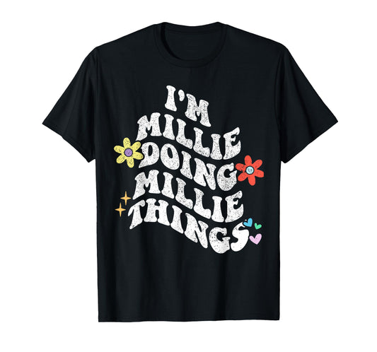 Retro Groovy Im MILLIE Doing MILLIE Things Funny Mother's T-Shirt