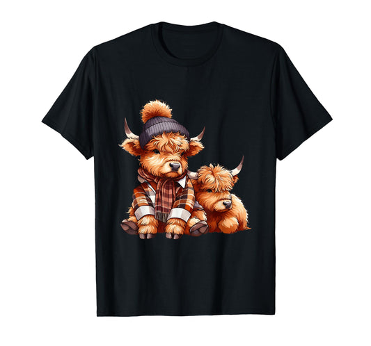 Cute Baby Highland Cow Fall Autumn Thanksgiving Kids Women T-Shirt