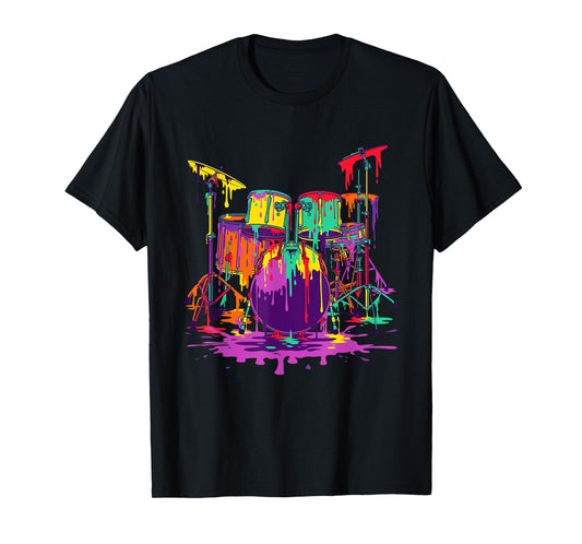 Melting Pop Art Drum Set Funny Drummer Musician Music Outfit T-Shirt