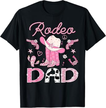 Rodeo Dad 1St Birthday Pink Boots Disco Cowgirl T-Shirt