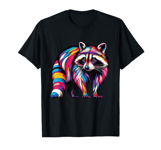 Colorful rainbow Trash Panda Raccoon Vintage Animal Lovers T-Shirt