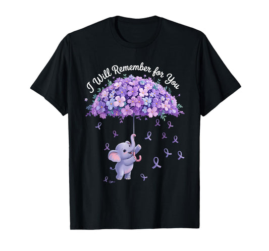Cute Elephant Alzheimer's Awareness Ribbon Purple Dementia T-Shirt