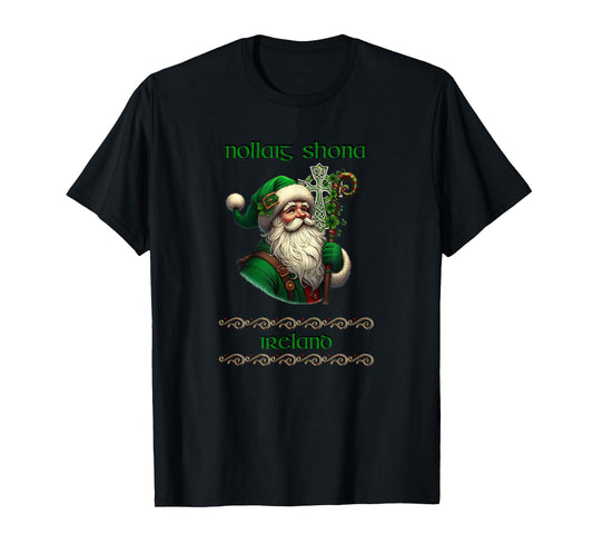 Irish Santa & Celtic Cross Christmas T-Shirt