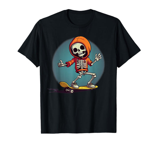 Happy Sweater Skeleton who loves Skateboards and cool Stunts T-Shirt
