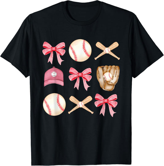 Baseball Mom Coquette Mothers Day Women Girls Baseball Mama T-Shirt