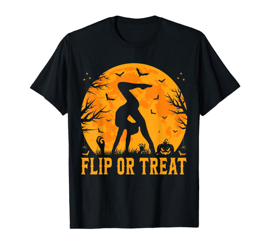 Gymnastics Halloween Flip or Treat Halloween Gymnastics T-Shirt
