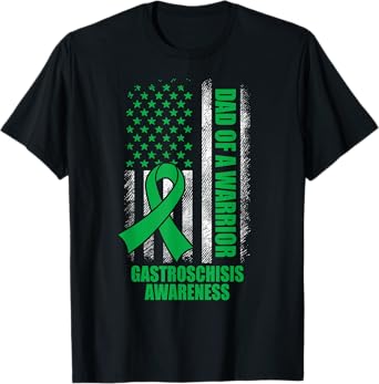 Proud Dad Of A Warrior Gastroschisis Awareness US Flag T-Shirt