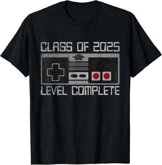 Class Of 2025 Level Complete Video Gamer Senior Graduation T-Shirt
