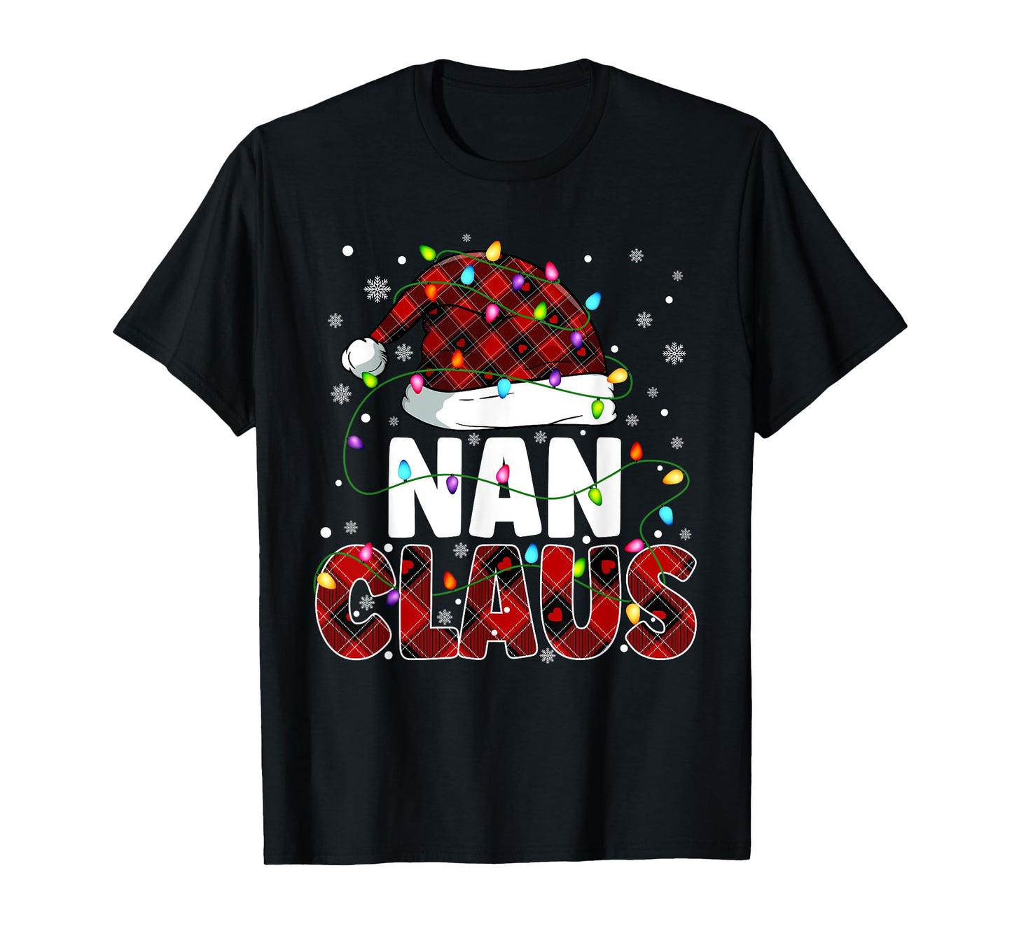 Nan Claus Merry Christmas Santa Hat Family Matching T-Shirt