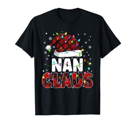 Nan Claus Merry Christmas Santa Hat Family Matching T-Shirt