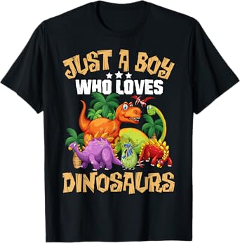 Just A Boy Who Loves Dinosaurs Shirt Brachiosaurus Dino Boys T-Shirt
