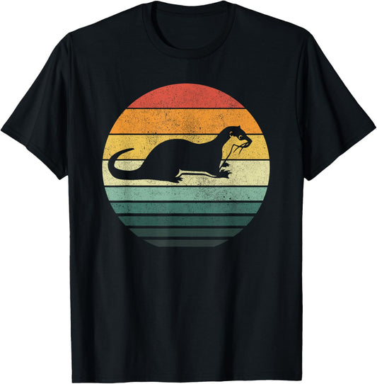 Sea Otter Animal Sunset Retro Vintage 70s Nature Lovers T-Shirt
