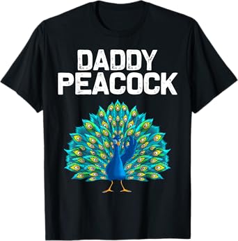 Funny Peacock Gift For Dad Men Peafowl Lover Bird Feather T-Shirt