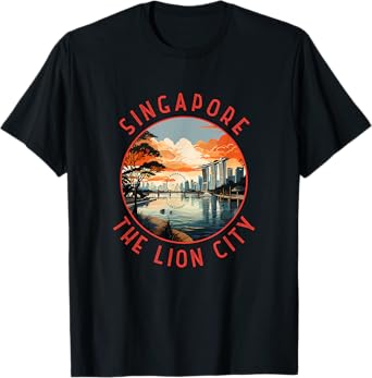 Singapore Retro Distressed Circle Retro T-Shirt