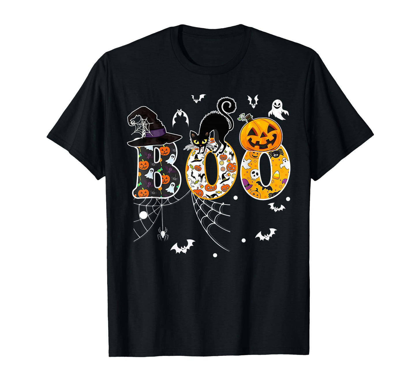 Boo with Spiders and Witch Hat Halloween Costume T-Shirt