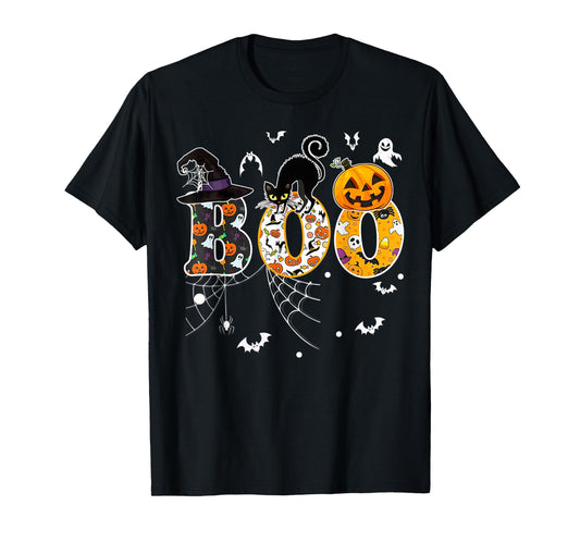 Boo with Spiders and Witch Hat Halloween Costume T-Shirt