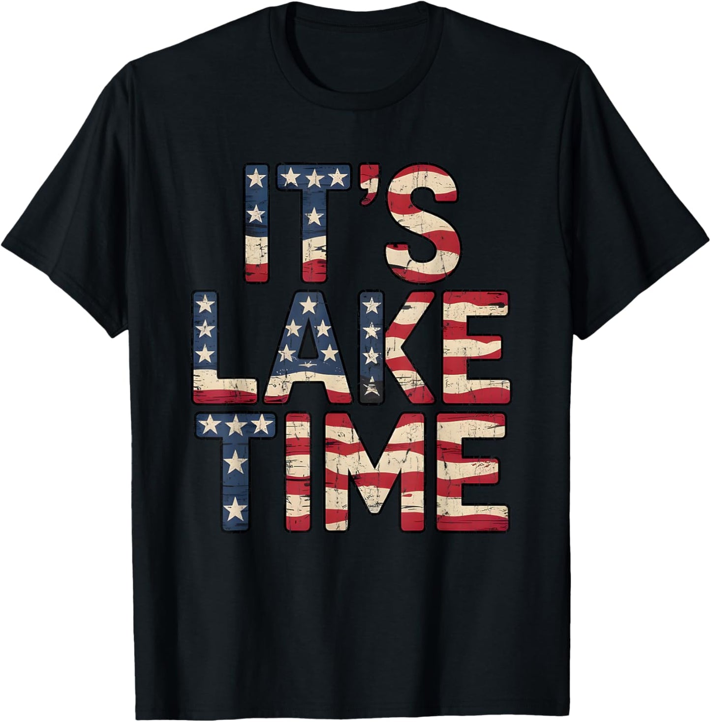 It's Lake Time Patriotic American Flag USA 4th of July T-Shirt