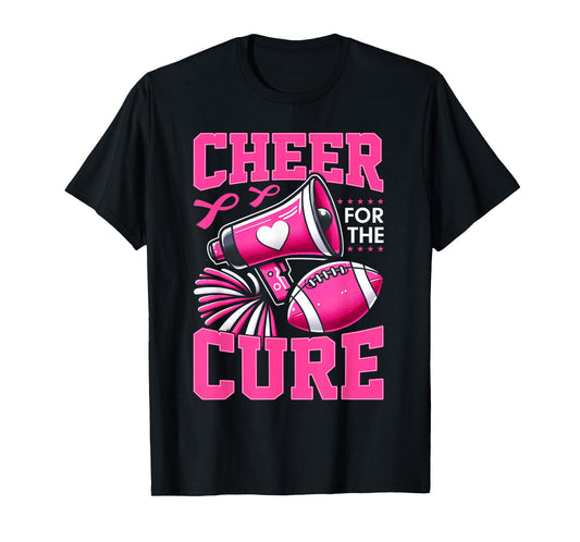 Cheer For The Cure Breast Cancer Awareness Cheerleader Funny T-Shirt