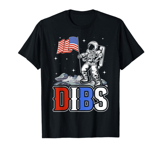 American Flag Astronaut Moon Dibs Red White Blue 4th of July T-Shirt