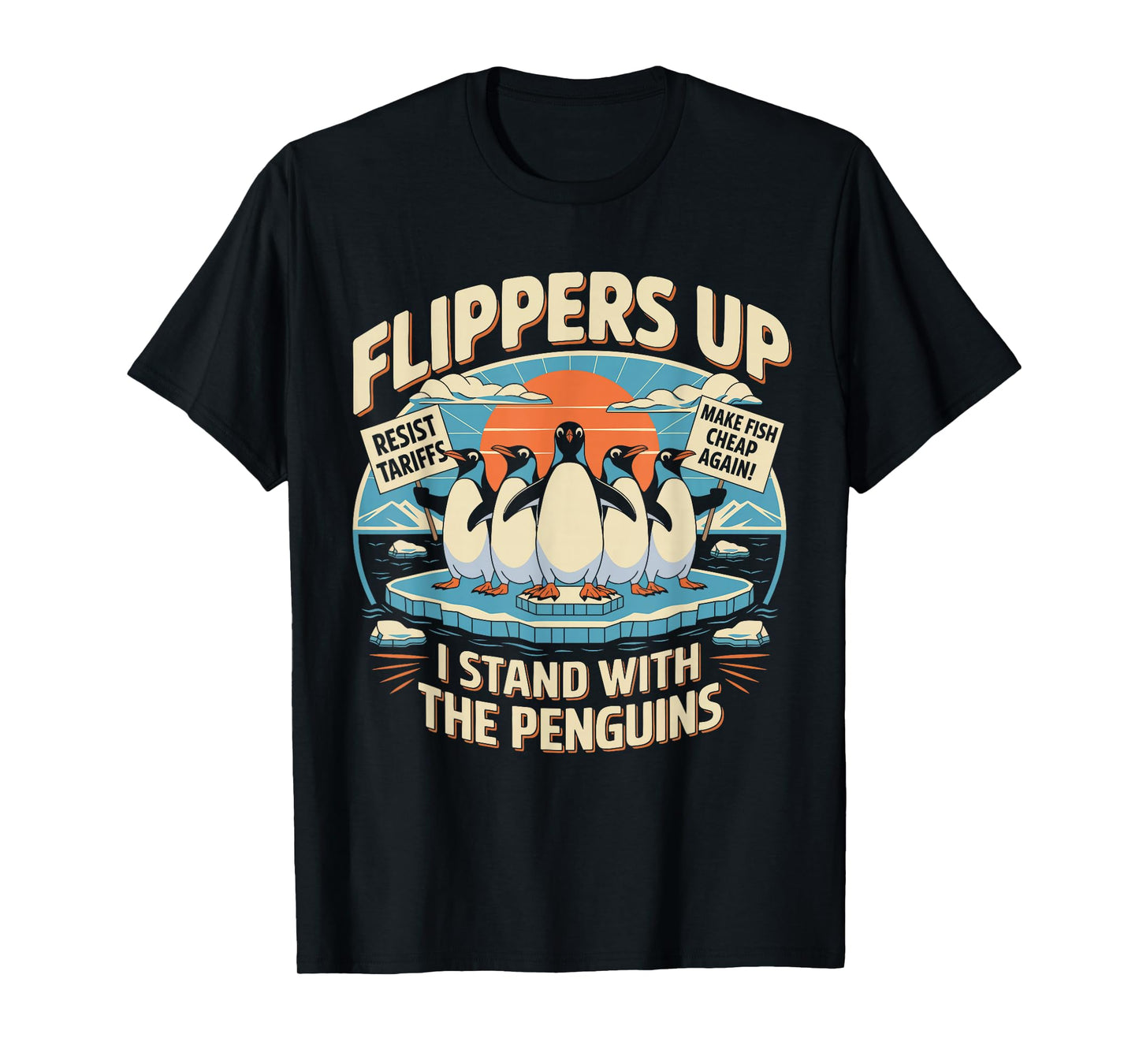 Funny Resist Penguins Protest Against Tariffs T-Shirt