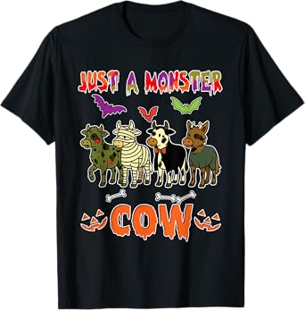 A Monster Halloween Group Cows Cosplay Zombies Mummies T-Shirt
