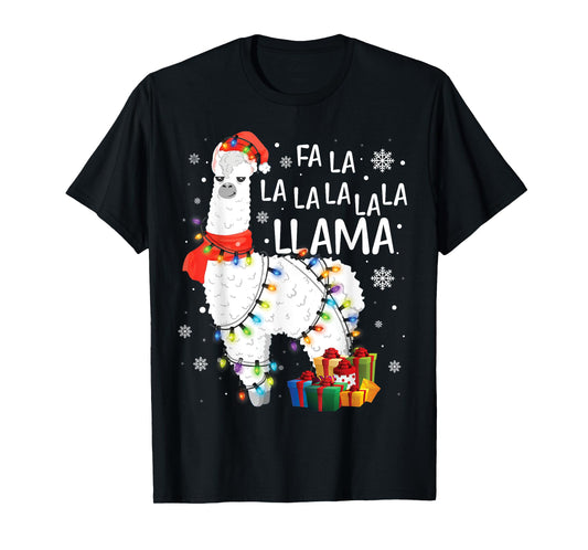 Fa La La Llama Christmas Funny Lllama Lover Xmas Pajamas T-Shirt
