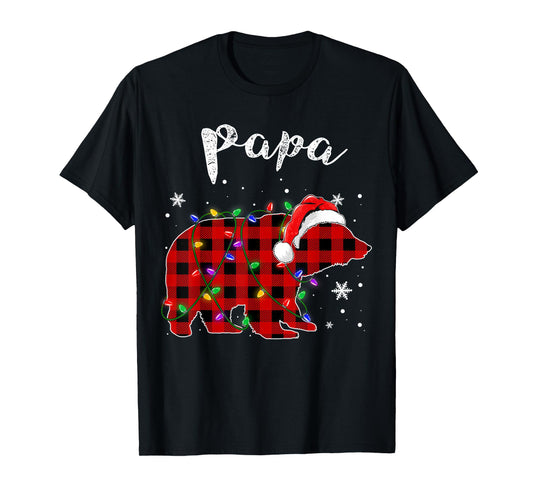 Red Plaid Papa Bear Buffalo Matching Family Pajama Christmas T-Shirt