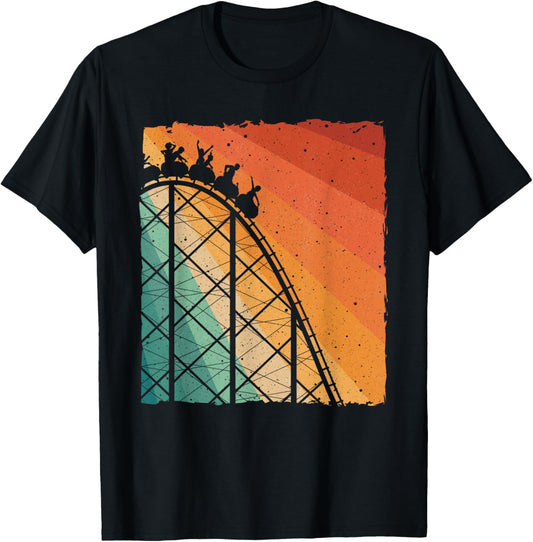 Cute Vintage Roller Coaster Design Men Women Amusement Park T-Shirt