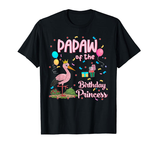Papaw of the Birthday Princess Pink Flamingo Party Squad T-Shirt