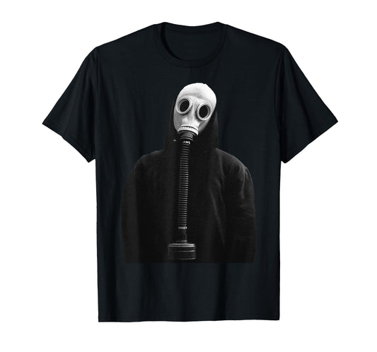 Eagerlys The Man in Black Wearing Gas Mask Vintage T-Shirt