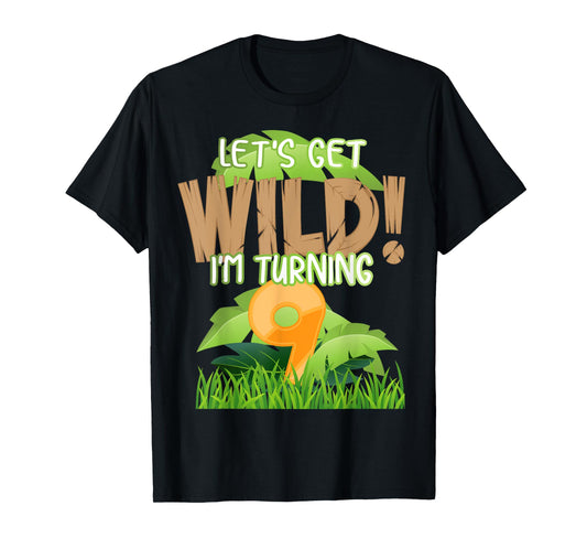 Cute Jungle Safari 9th Birthday Gift 9 Years Old Boys Girls T-Shirt